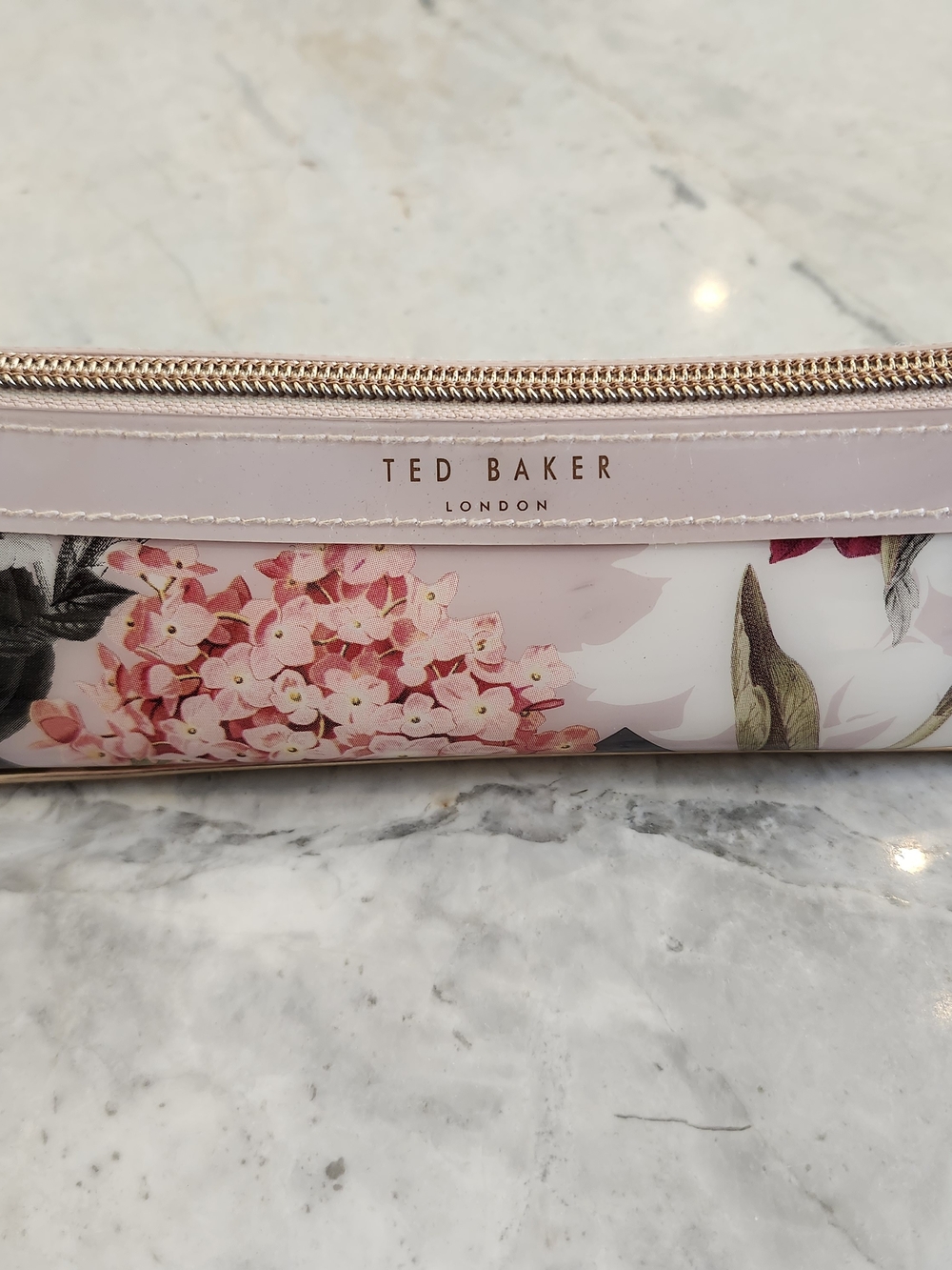 Ted Baker Isle Palace Gardens Pencil Case Dusky Pink Floral Rose Gold - Picture 2 of 8